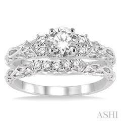 Round Shape Diamond Wedding Set