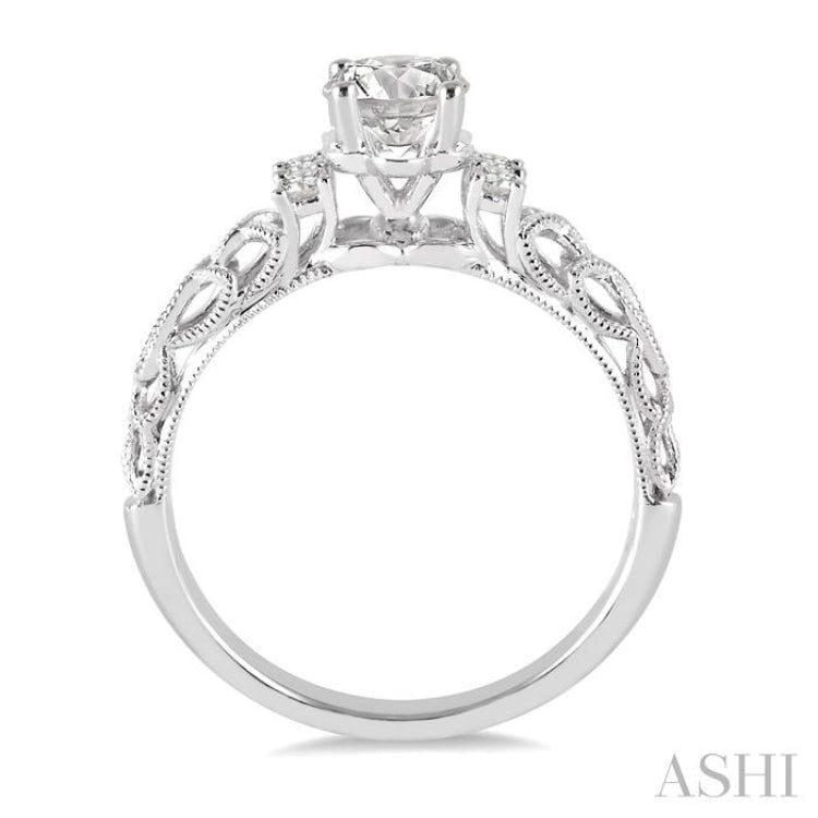 1/3 ctw Diamond Engagement Ring with 1/4 ct Round Cut Center Stone in 14K White Gold