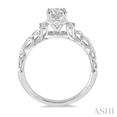 1/3 ctw Diamond Engagement Ring with 1/4 ct Round Cut Center Stone in 14K White Gold