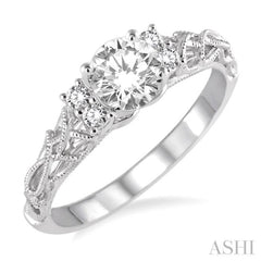 Round Shape Semi-Mount Diamond Engagement Ring