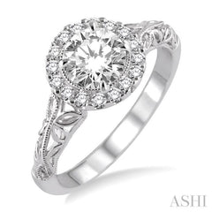 Round Shape Halo Diamond Engagement Ring