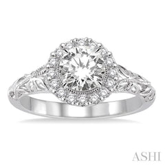 Round Shape Halo Diamond Engagement Ring