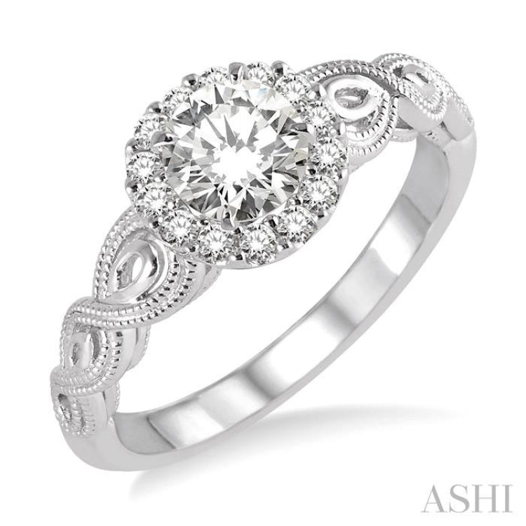 Round Shape Halo Diamond Engagement Ring