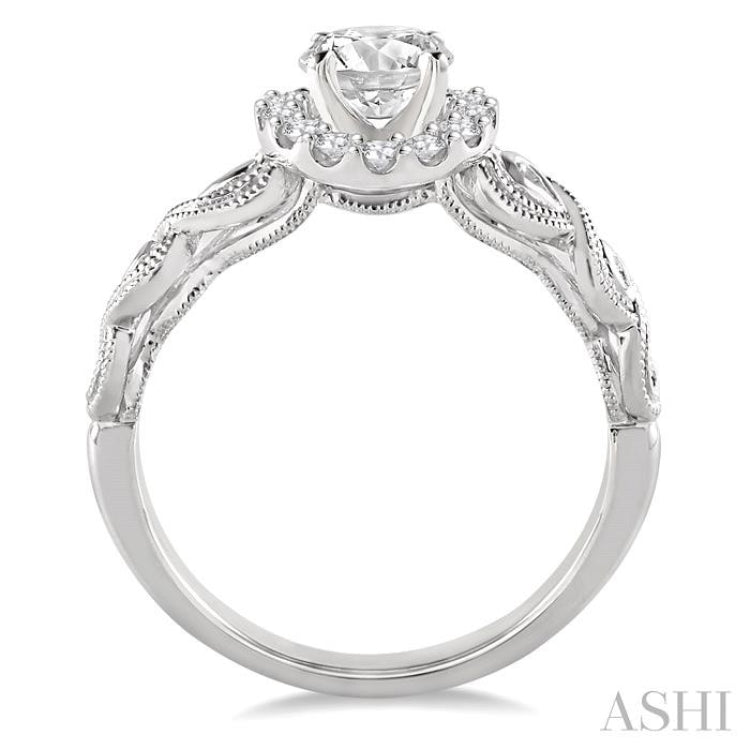 Round Shape Halo Diamond Engagement Ring