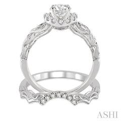 Round Shape Halo Diamond Wedding Set