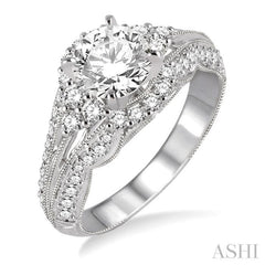 Round Shape Semi-Mount Halo Diamond Engagement Ring