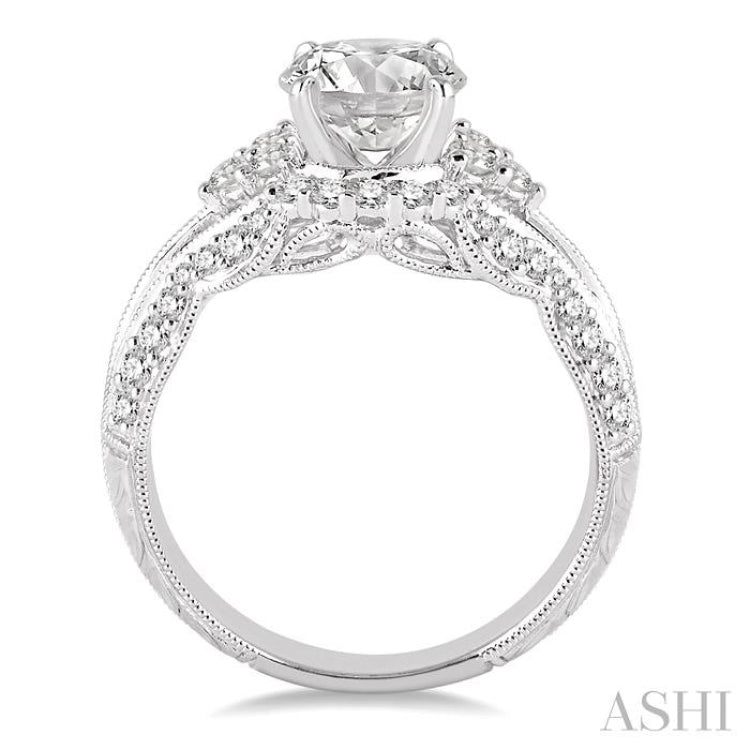 Round Shape Semi-Mount Halo Diamond Engagement Ring