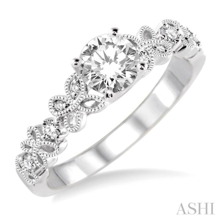 Round Shape Semi-Mount Diamond Engagement Ring