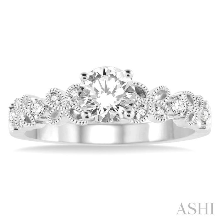 Round Shape Semi-Mount Diamond Engagement Ring