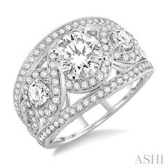 Round Shape Semi-Mount Diamond Engagement Ring