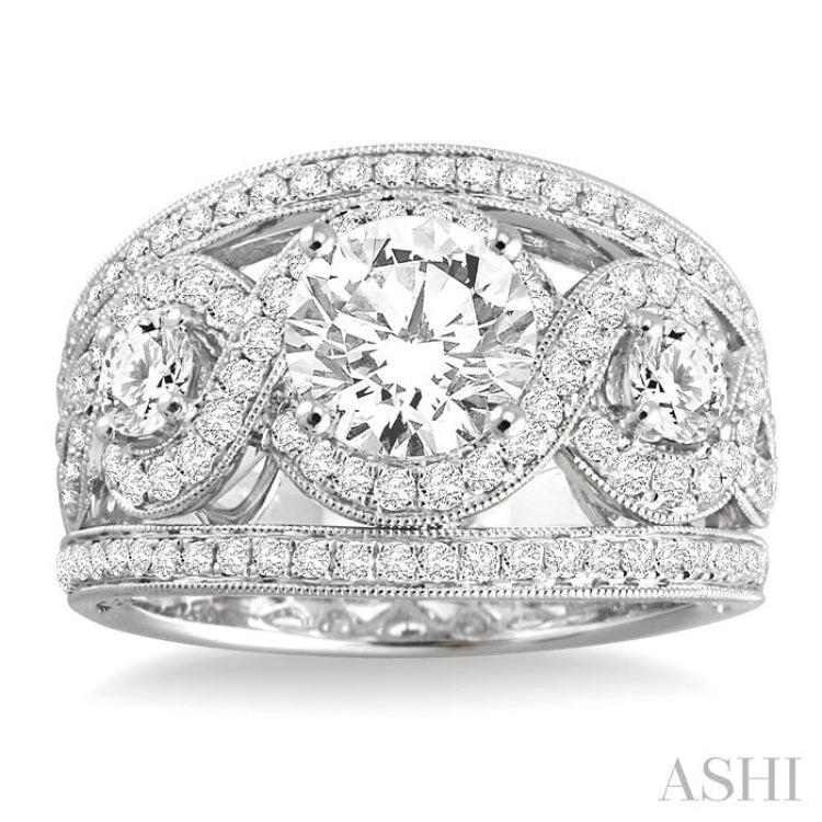 Round Shape Semi-Mount Diamond Engagement Ring