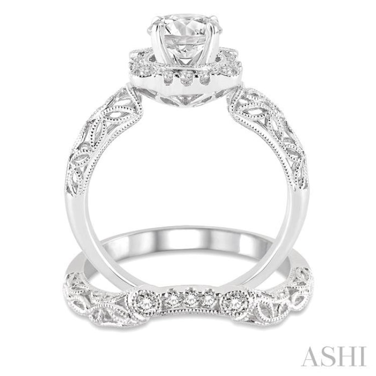 Round Shape Halo Diamond Wedding Set