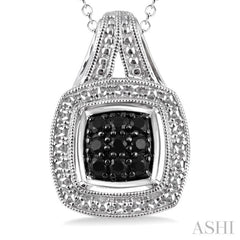 Silver Cushion Shape Black Diamond Fashion Pendant