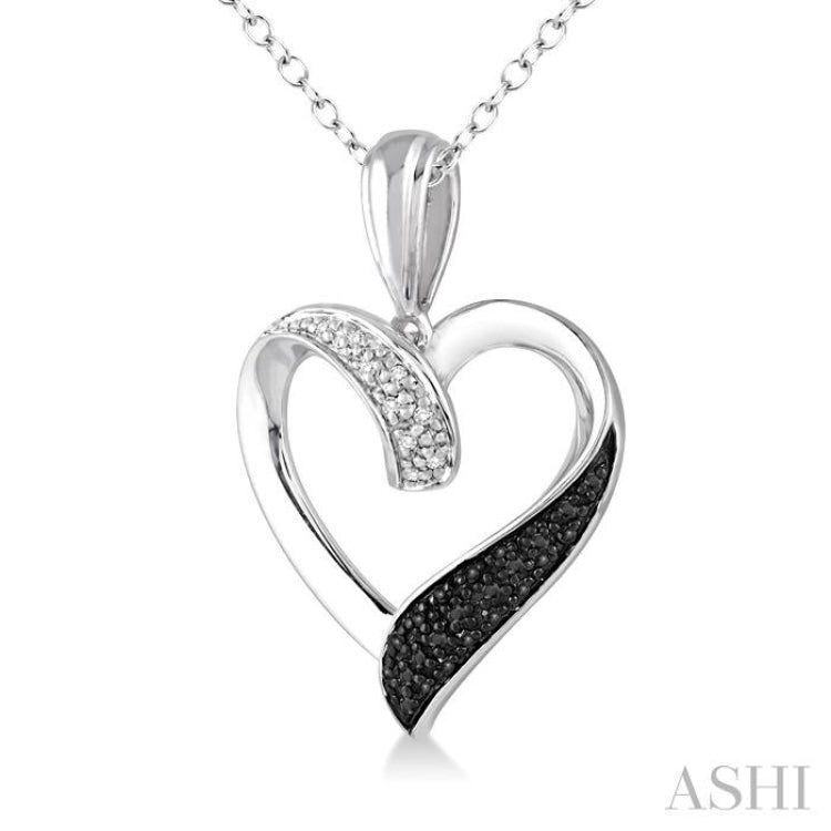 Silver Heart Shape Black Diamond Fashion Pendant