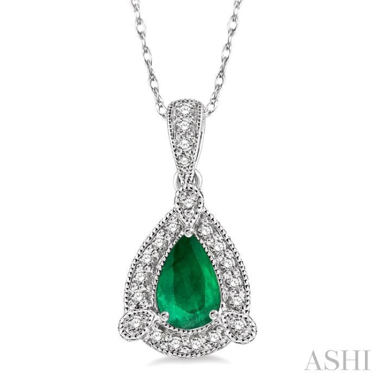 Pear Shape Gemstone & Halo Diamond Pendant