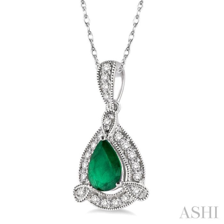 Pear Shape Gemstone & Halo Diamond Pendant