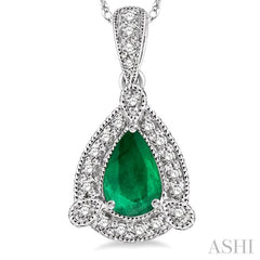 Pear Shape Gemstone & Halo Diamond Pendant