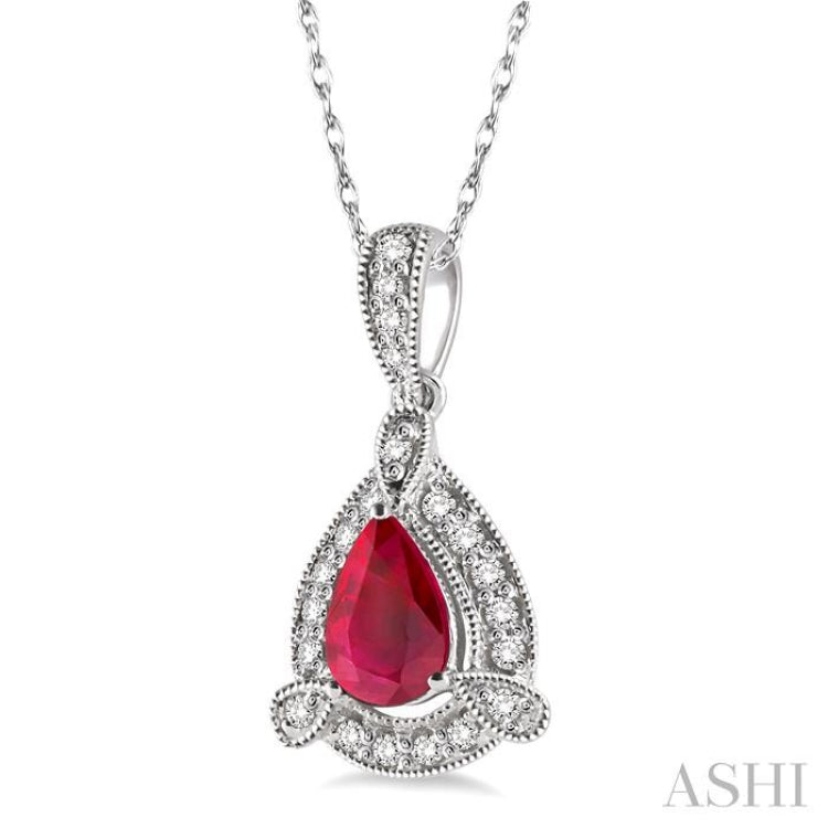 Pear Shape Gemstone & Halo Diamond Pendant