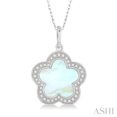 Flower Mother Of Pearl & Halo Diamond Pendant