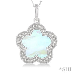 Flower Mother Of Pearl & Halo Diamond Pendant