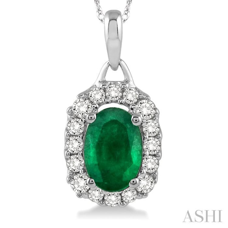 Oval Shape Gemstone & Halo Diamond Pendant