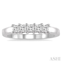 Princess Shape 5 Stone Diamond Wedding Band