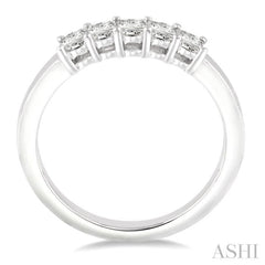 Princess Shape 5 Stone Diamond Wedding Band