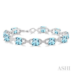 Silver Cushion Shape Gemstone & Diamond Bracelet