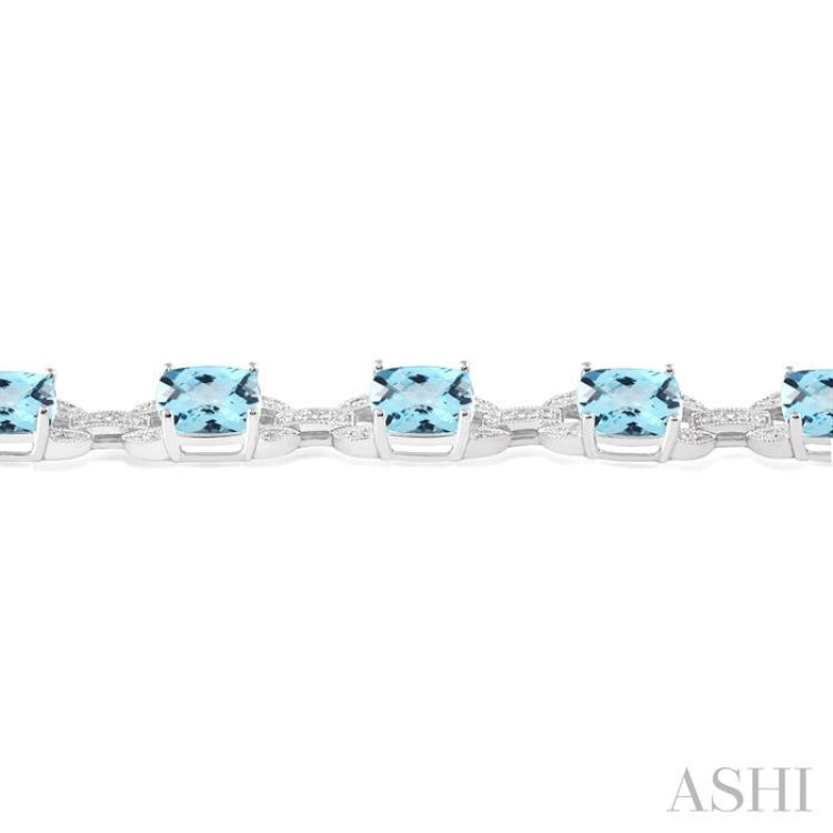 Silver Cushion Shape Gemstone & Diamond Bracelet