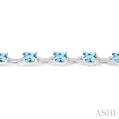 Silver Cushion Shape Gemstone & Diamond Bracelet