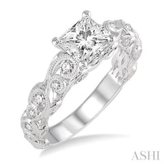 Princess Shape Semi-Mount Diamond Engagement Ring