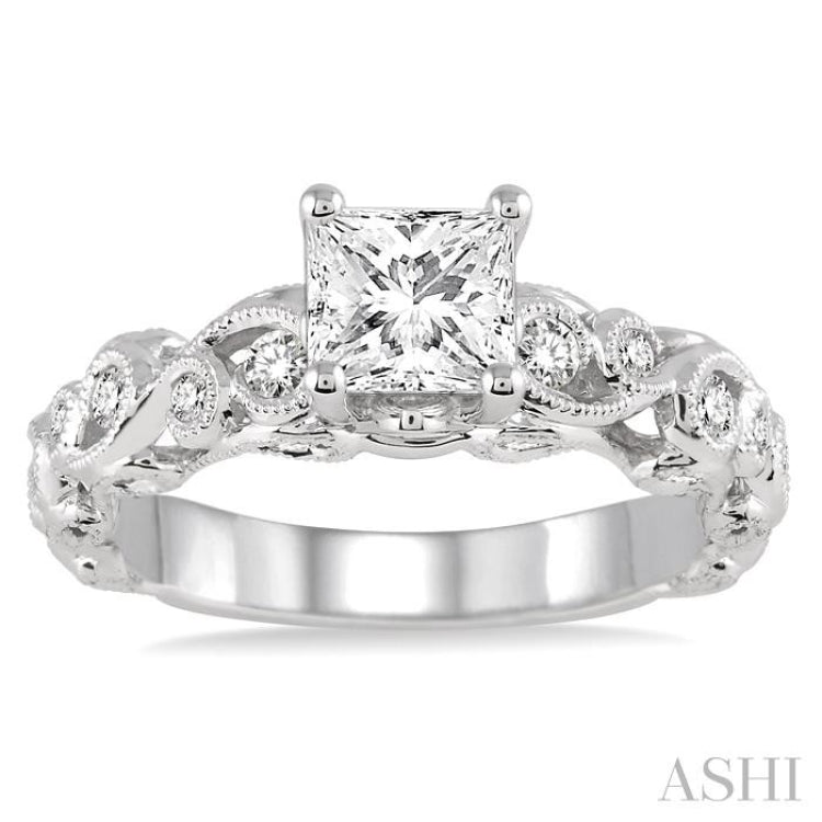 Princess Shape Semi-Mount Diamond Engagement Ring