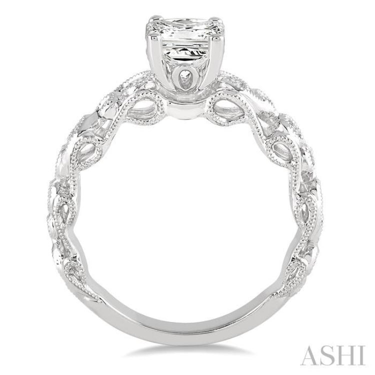 Princess Shape Semi-Mount Diamond Engagement Ring