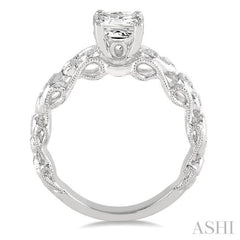 Princess Shape Semi-Mount Diamond Engagement Ring