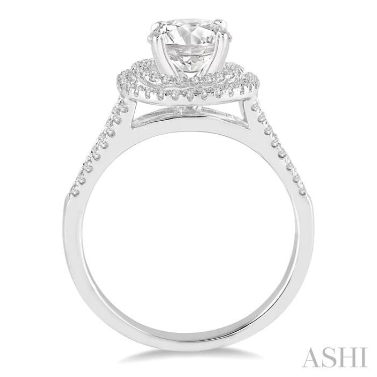 Round Shape Semi-Mount Halo Diamond Engagement Ring