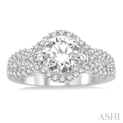 Round Shape Semi-Mount Halo Diamond Engagement Ring