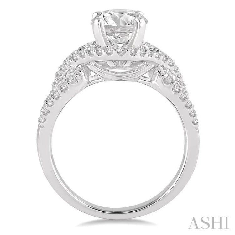 Round Shape Semi-Mount Halo Diamond Engagement Ring