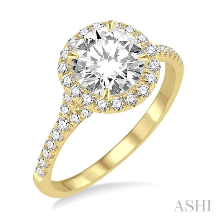 Round Shape Semi-Mount Halo Diamond Engagement Ring