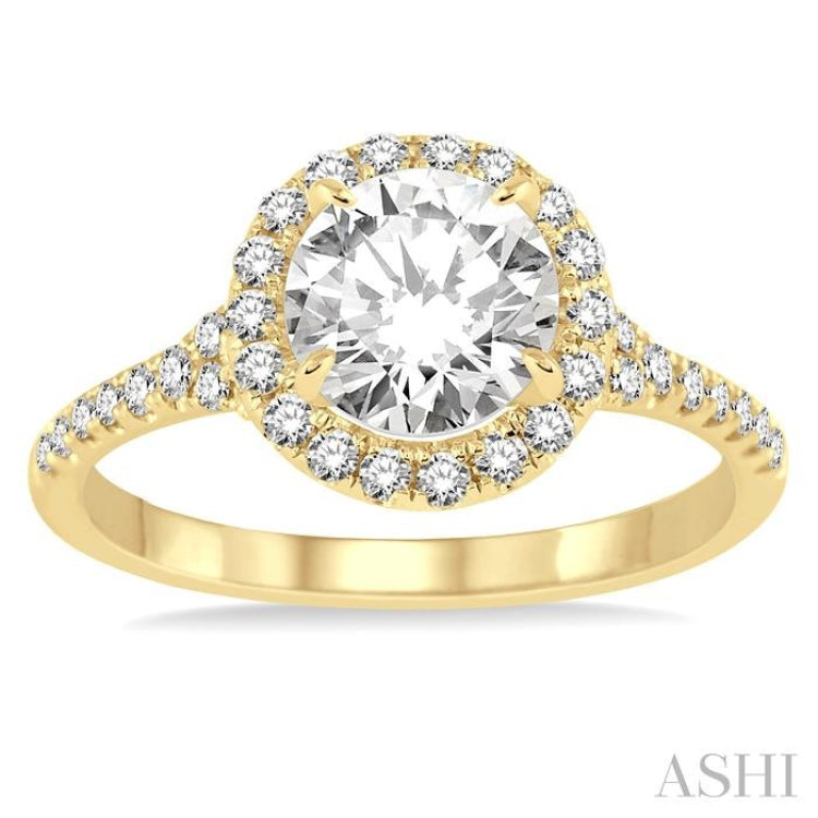 Round Shape Semi-Mount Halo Diamond Engagement Ring