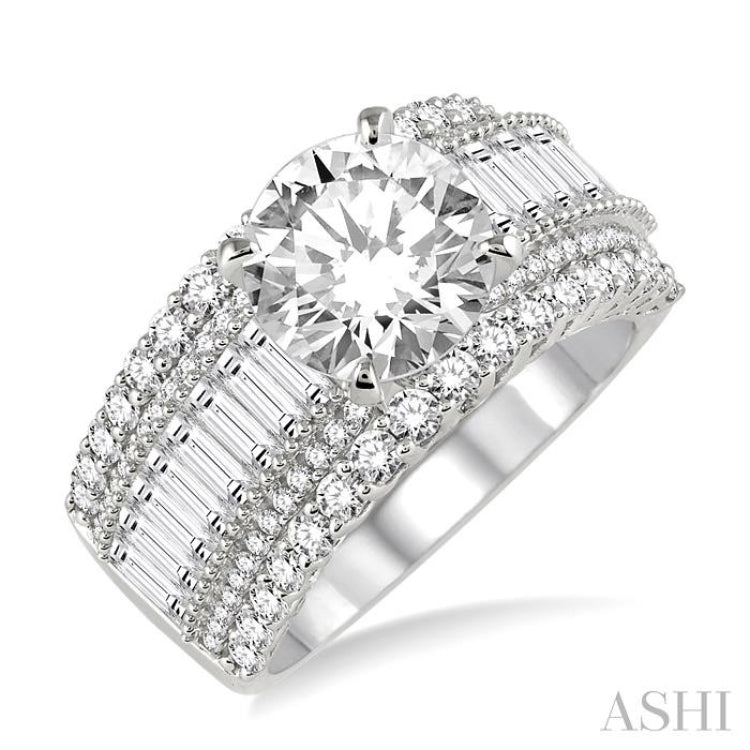 Round Shape Semi-Mount Diamond Engagement Ring