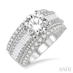 Round Shape Semi-Mount Diamond Engagement Ring