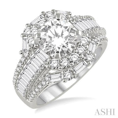 Round Shape Semi-Mount Diamond Engagement Ring