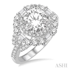 Round Shape Semi-Mount Halo Diamond Engagement Ring