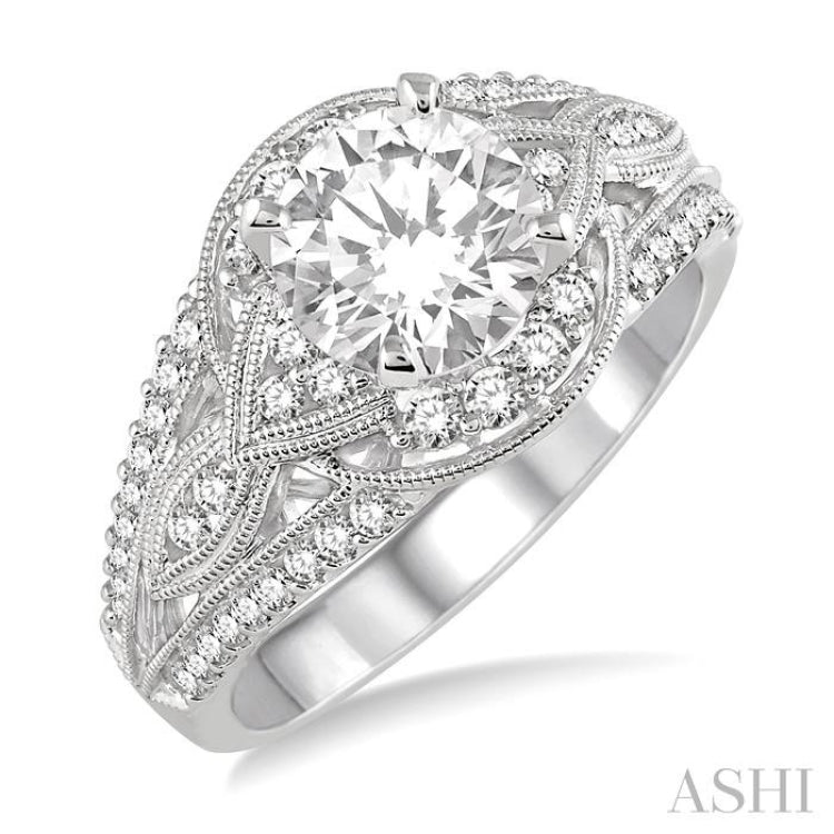 Round Shape Semi-Mount Diamond Engagement Ring