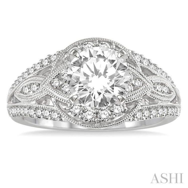 Round Shape Semi-Mount Diamond Engagement Ring