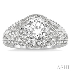 Round Shape Semi-Mount Diamond Engagement Ring