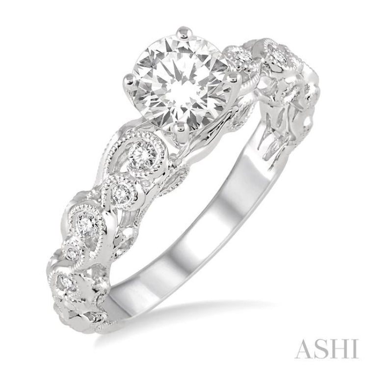 Round Shape Semi-Mount Diamond Engagement Ring