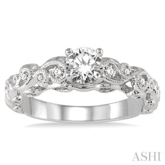 Round Shape Semi-Mount Diamond Engagement Ring