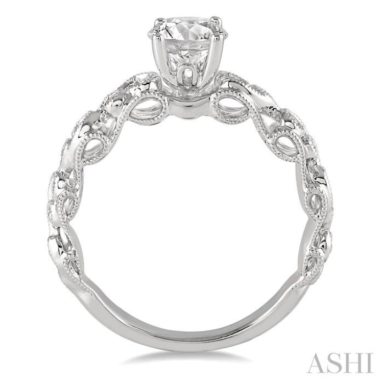 Round Shape Semi-Mount Diamond Engagement Ring