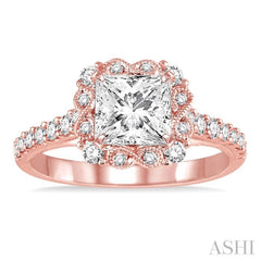 Princess Shape Halo Diamond Engagement Ring